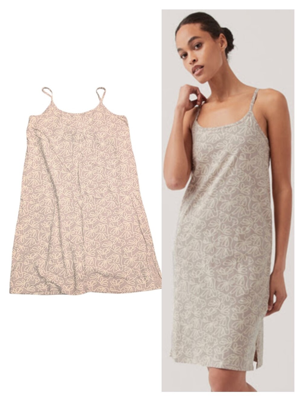 Pact Organic The Staycation Sleep Dress Oyster Tulip Size Large